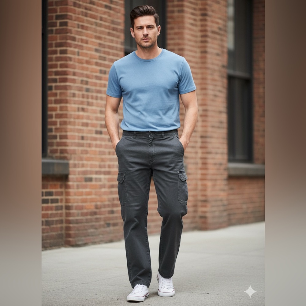 Men's Gray Cargo Pants Active Flex Cargo Jeans